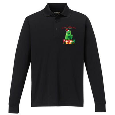 You're A Meow One Mr Cat Christmas Holiday Funny Cute Gift Performance Long Sleeve Polo