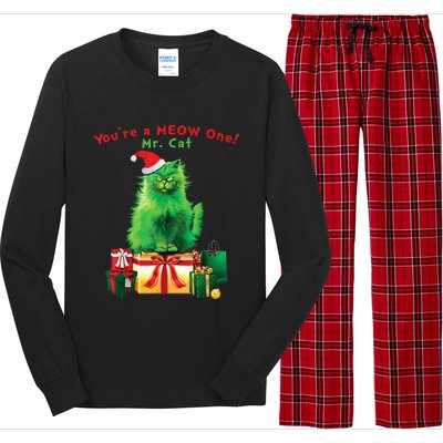 You're A Meow One Mr Cat Christmas Holiday Funny Cute Gift Long Sleeve Pajama Set