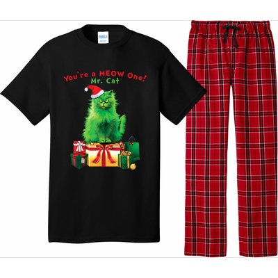 You're A Meow One Mr Cat Christmas Holiday Funny Cute Gift Pajama Set