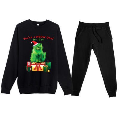 You're A Meow One Mr Cat Christmas Holiday Funny Cute Gift Premium Crewneck Sweatsuit Set