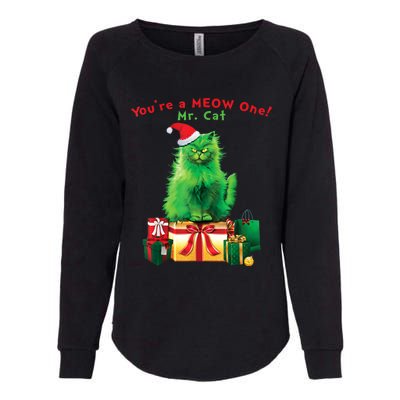 You're A Meow One Mr Cat Christmas Holiday Funny Cute Gift Womens California Wash Sweatshirt