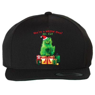 You're A Meow One Mr Cat Christmas Holiday Funny Cute Gift Wool Snapback Cap