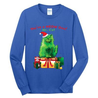 You're A Meow One Mr Cat Christmas Holiday Funny Cute Gift Tall Long Sleeve T-Shirt