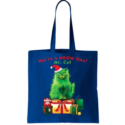 You're A Meow One Mr Cat Christmas Holiday Funny Cute Gift Tote Bag