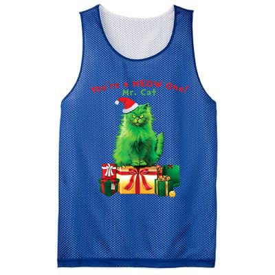 You're A Meow One Mr Cat Christmas Holiday Funny Cute Gift Mesh Reversible Basketball Jersey Tank