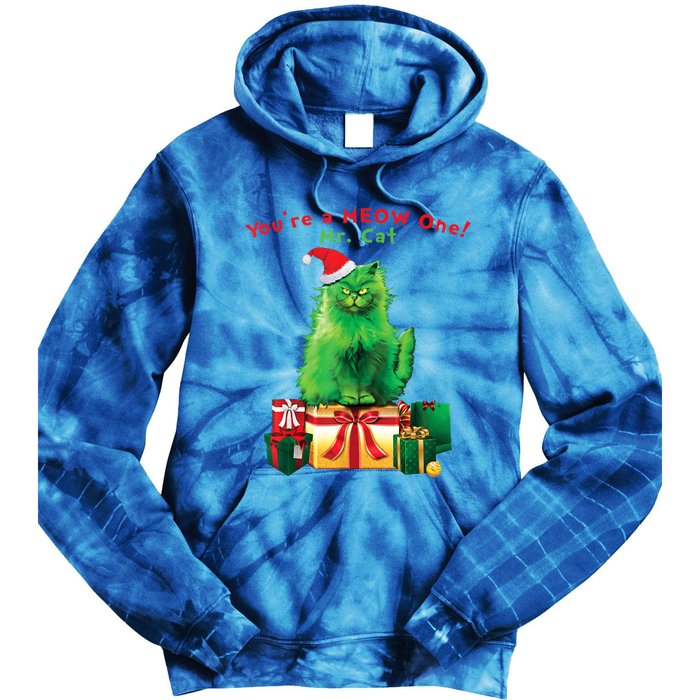 You're A Meow One Mr Cat Christmas Holiday Funny Cute Gift Tie Dye Hoodie