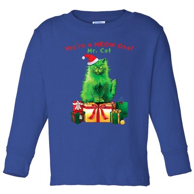 You're A Meow One Mr Cat Christmas Holiday Funny Cute Gift Toddler Long Sleeve Shirt