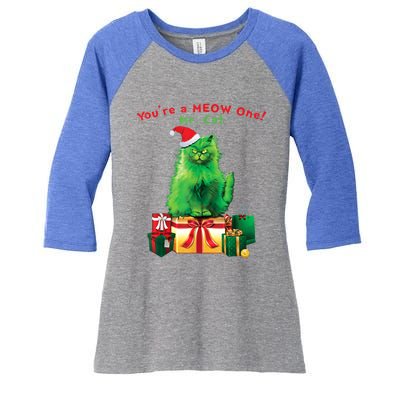 You're A Meow One Mr Cat Christmas Holiday Funny Cute Gift Women's Tri-Blend 3/4-Sleeve Raglan Shirt