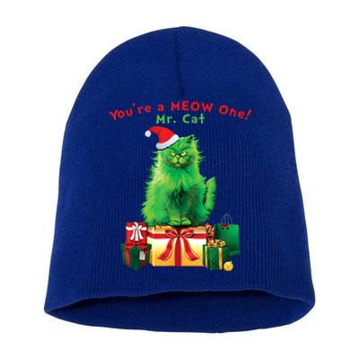 You're A Meow One Mr Cat Christmas Holiday Funny Cute Gift Short Acrylic Beanie