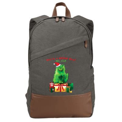 You're A Meow One Mr Cat Christmas Holiday Funny Cute Gift Cotton Canvas Backpack