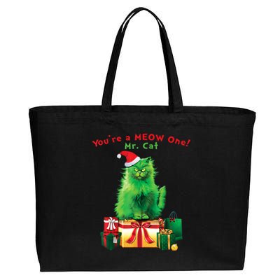 You're A Meow One Mr Cat Christmas Holiday Funny Cute Gift Cotton Canvas Jumbo Tote