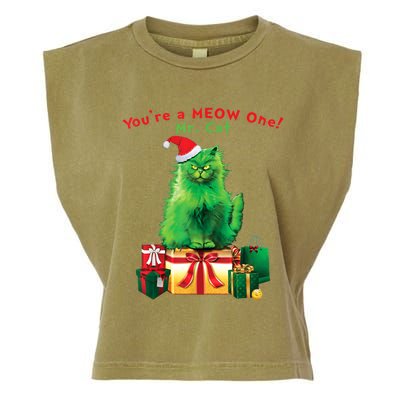 You're A Meow One Mr Cat Christmas Holiday Funny Cute Gift Garment-Dyed Women's Muscle Tee