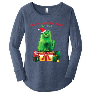 You're A Meow One Mr Cat Christmas Holiday Funny Cute Gift Women's Perfect Tri Tunic Long Sleeve Shirt