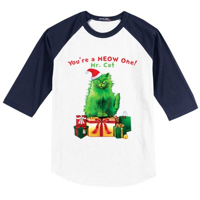 You're A Meow One Mr Cat Christmas Holiday Funny Cute Gift Baseball Sleeve Shirt