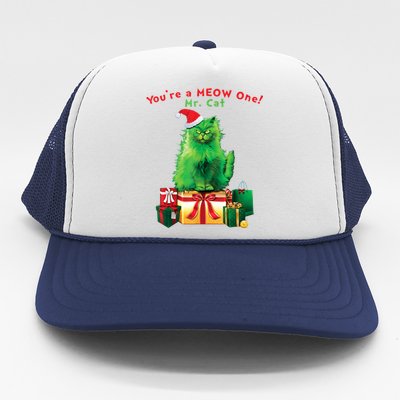 You're A Meow One Mr Cat Christmas Holiday Funny Cute Gift Trucker Hat