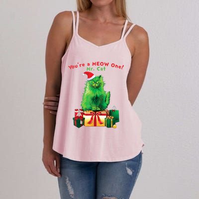 You're A Meow One Mr Cat Christmas Holiday Funny Cute Gift Women's Strappy Tank