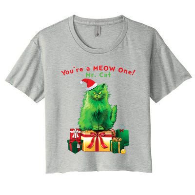 You're A Meow One Mr Cat Christmas Holiday Funny Cute Gift Women's Crop Top Tee