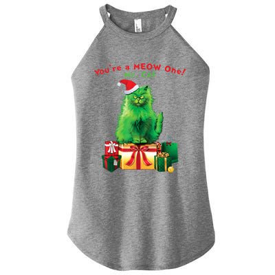 You're A Meow One Mr Cat Christmas Holiday Funny Cute Gift Women's Perfect Tri Rocker Tank