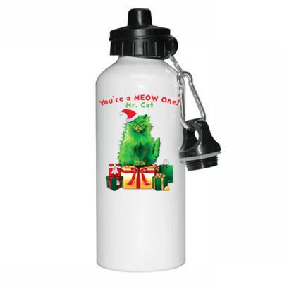 You're A Meow One Mr Cat Christmas Holiday Funny Cute Gift Aluminum Water Bottle