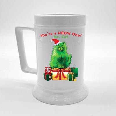 You're A Meow One Mr Cat Christmas Holiday Funny Cute Gift Beer Stein