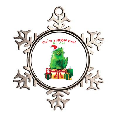 You're A Meow One Mr Cat Christmas Holiday Funny Cute Gift Metallic Star Ornament