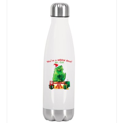 You're A Meow One Mr Cat Christmas Holiday Funny Cute Gift Stainless Steel Insulated Water Bottle