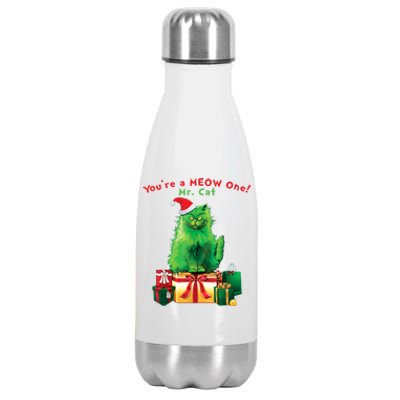 You're A Meow One Mr Cat Christmas Holiday Funny Cute Gift Stainless Steel Insulated Water Bottle