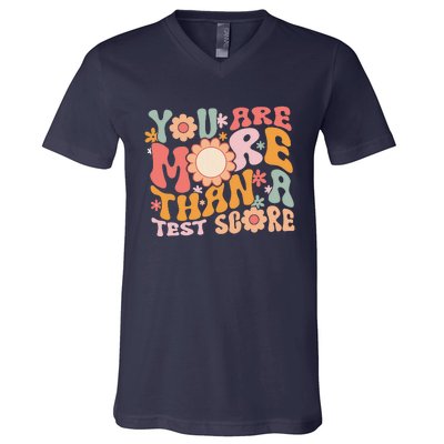 You Are More Than A Test Score Teacher Testing Day Groovy V-Neck T-Shirt