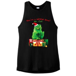 YouRe A Meow One Mr. Cat Christmas Holiday Ladies PosiCharge Tri-Blend Wicking Tank