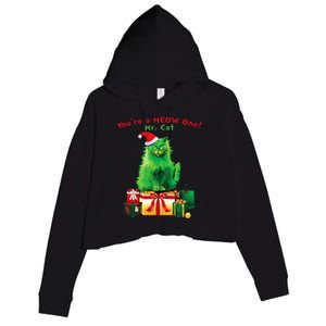 YouRe A Meow One Mr. Cat Christmas Holiday Crop Fleece Hoodie