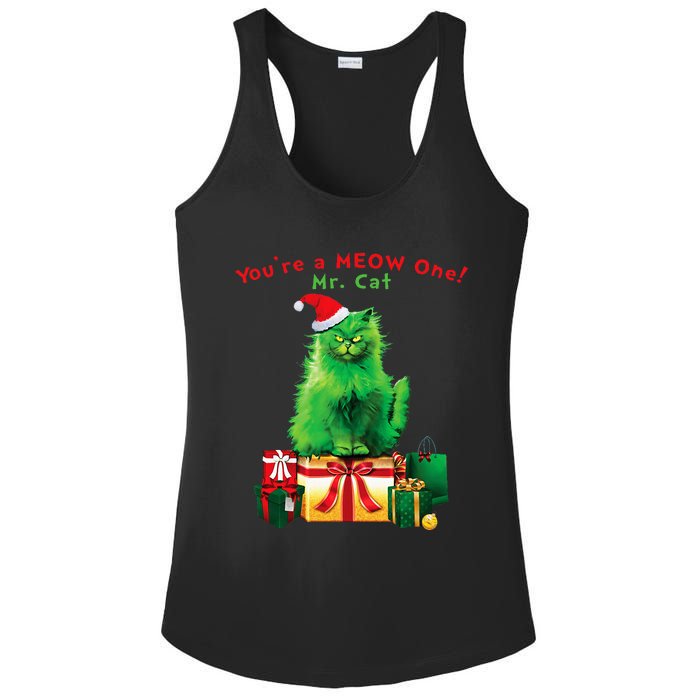 YouRe A Meow One Mr. Cat Christmas Holiday Ladies PosiCharge Competitor Racerback Tank