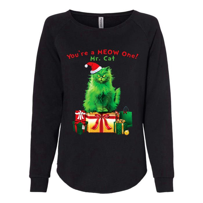 YouRe A Meow One Mr. Cat Christmas Holiday Womens California Wash Sweatshirt