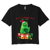 YouRe A Meow One Mr. Cat Christmas Holiday Women's Crop Top Tee