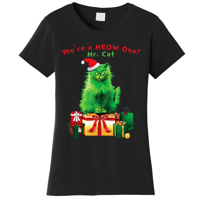 YouRe A Meow One Mr. Cat Christmas Holiday Women's T-Shirt