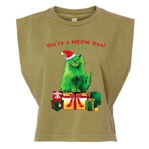 YouRe A Meow One Mr. Cat Christmas Holiday Garment-Dyed Women's Muscle Tee