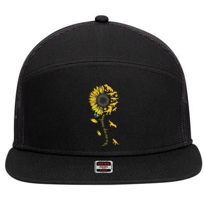You Are My Sunshine Dinosaur T Rex Sunflower 7 Panel Mesh Trucker Snapback Hat
