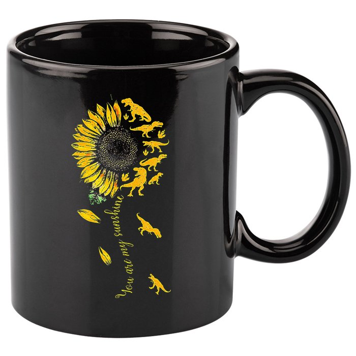 You Are My Sunshine Dinosaur T Rex Sunflower 11oz C Handle Ceramic Mug