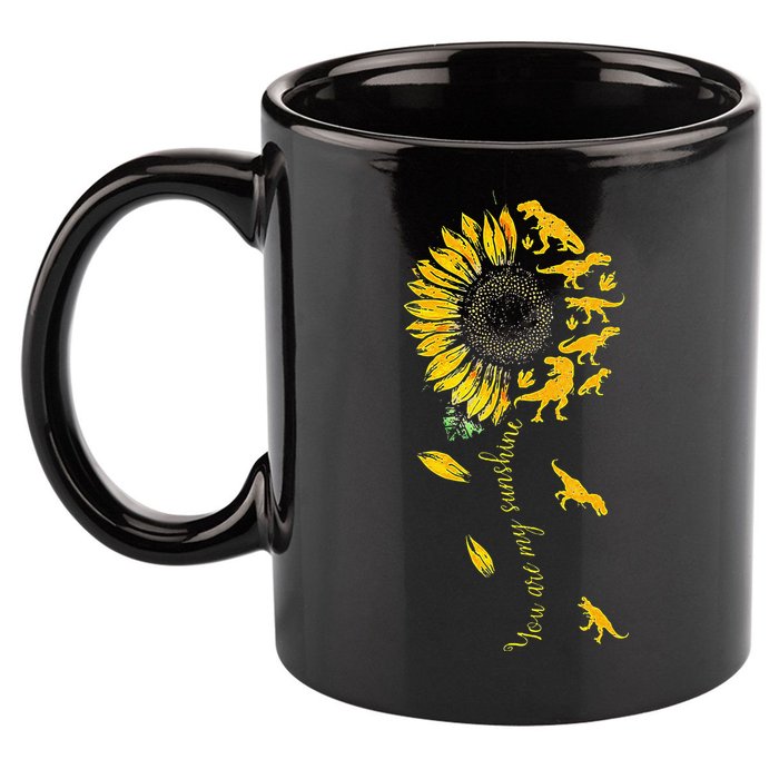 You Are My Sunshine Dinosaur T Rex Sunflower 11oz C Handle Ceramic Mug