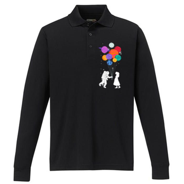 You Are My Universe Cute Space Performance Long Sleeve Polo