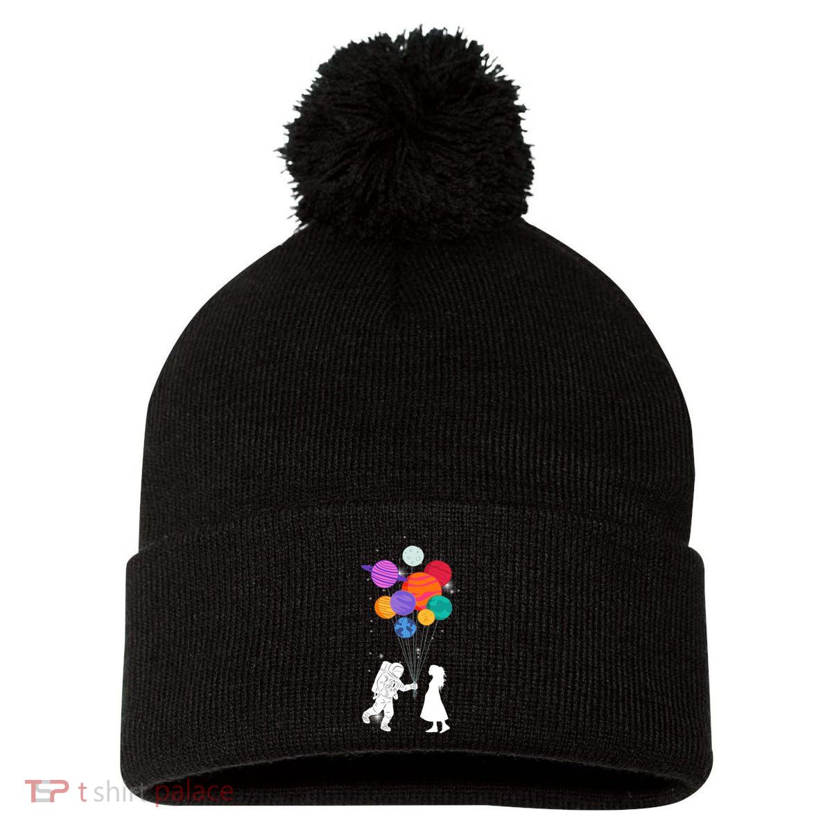 You Are My Universe Cute Space Pom Pom 12in Knit Beanie