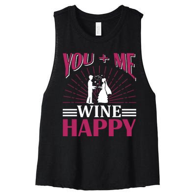 You And Me Wine Happy Women's Racerback Cropped Tank