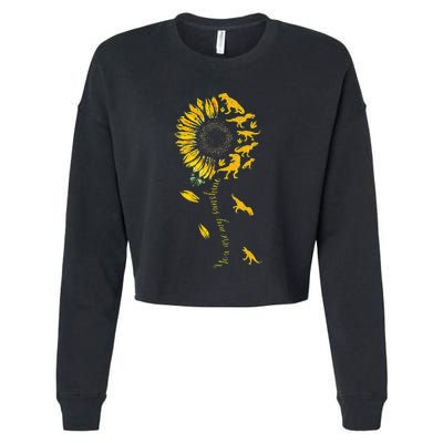 You Are My Sunshine Dinosaur T Rex Sunflower Cropped Pullover Crew