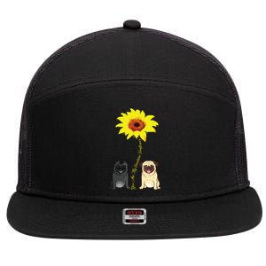 You Are My Sunshine Sunflower Pug Gift 7 Panel Mesh Trucker Snapback Hat