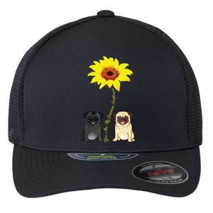 You Are My Sunshine Sunflower Pug Gift Flexfit Unipanel Trucker Cap