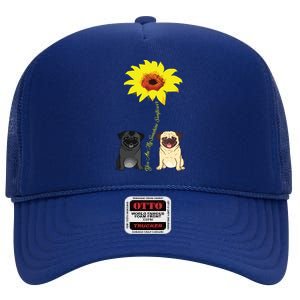 You Are My Sunshine Sunflower Pug Gift High Crown Mesh Back Trucker Hat