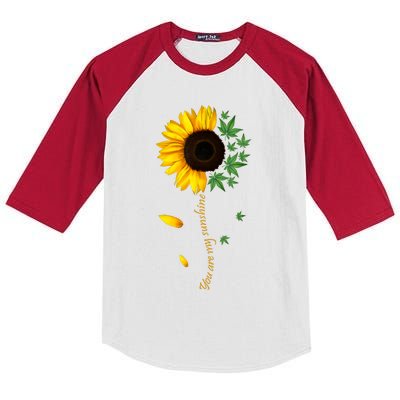 You Are My Sunshine Weed Sunflower Women Marijuana 420 Smoker Kids Colorblock Raglan Jersey