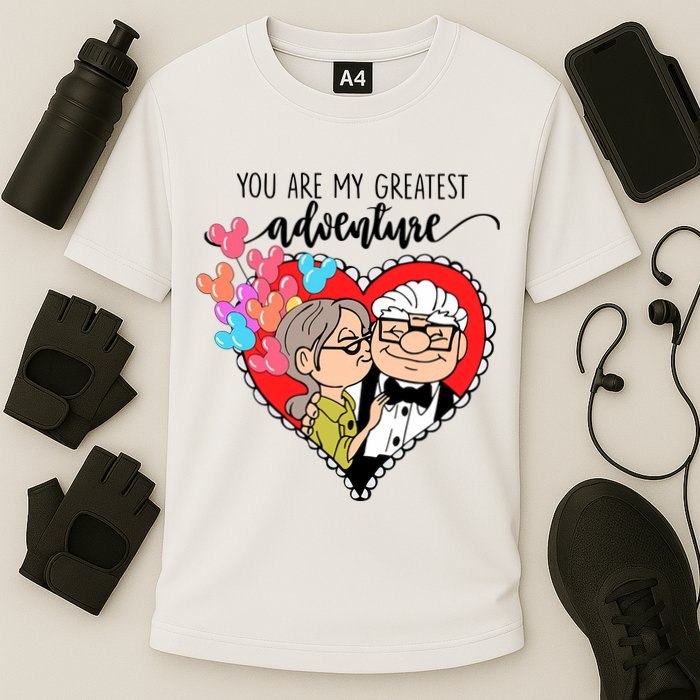 You Are My Greatest Adventure His Carl Her Ellie Happy Valentine's Day Cooling Performance Crew T-Shirt