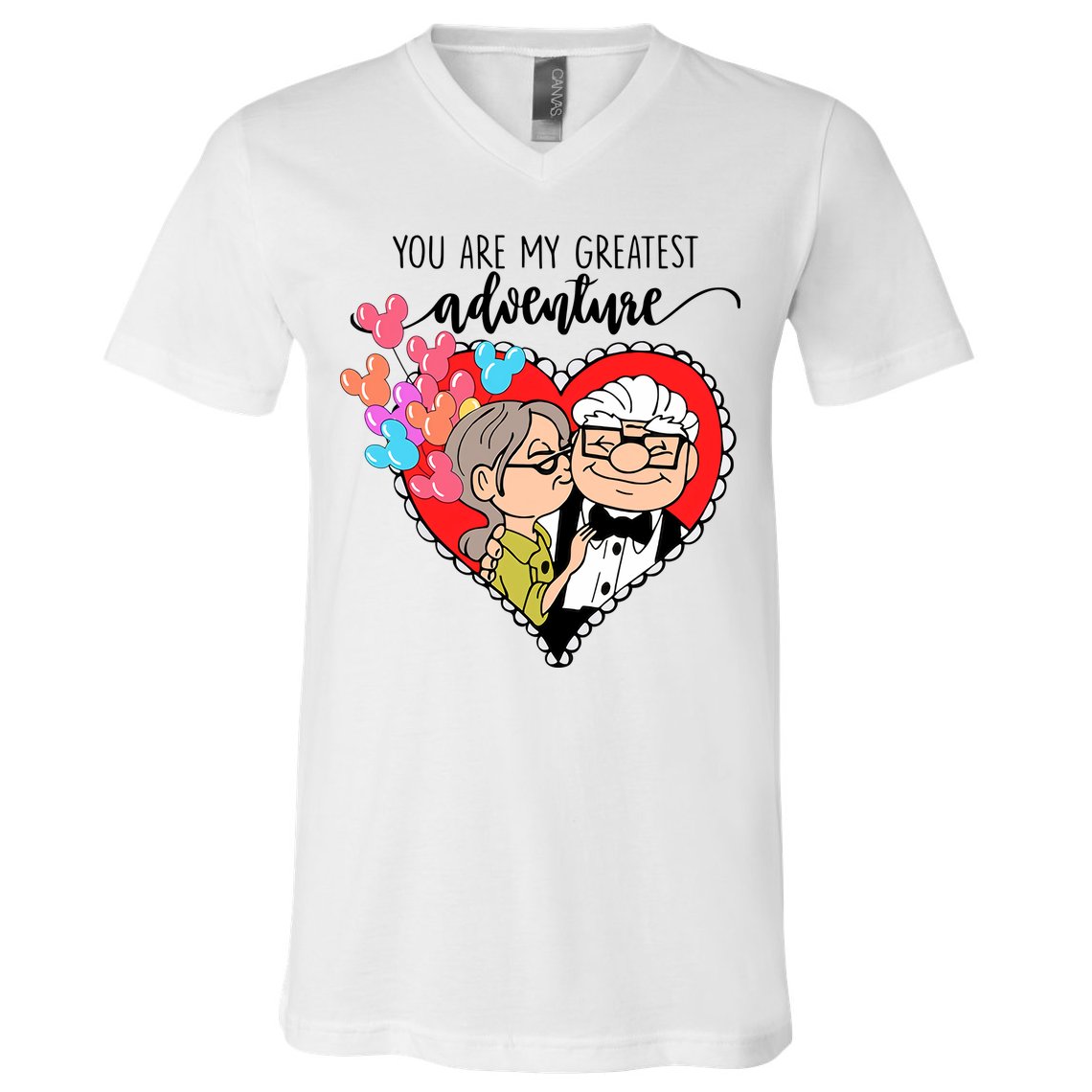 You Are My Greatest Adventure His Carl Her Ellie Happy Valentine's Day V-Neck T-Shirt