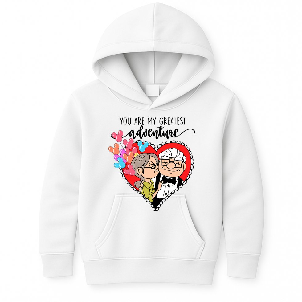 You Are My Greatest Adventure His Carl Her Ellie Happy Valentine's Day Kids Hoodie