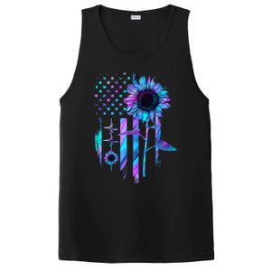 You Are My Sunshine Sunflower American Flag Usa Patriotic Gift PosiCharge Competitor Tank